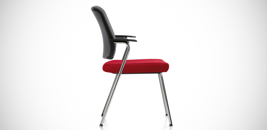 Sedus Netwin seduta ergonomica con braccioli tessuto Rosso - membrana  grigio chiaro - base lucida - Ergositting